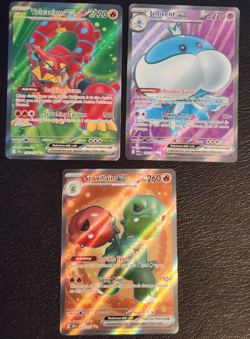 3x Pokemon EX Holo Card Lot ( Full Art Volcanion Scovillain & Jellicent NM ) - Image 1