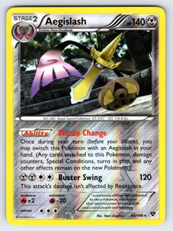 Aegislash 85/146 2014 XY Base Set Pokemon Card Nintendo Reverse Holo Rare - VLP - Image 1