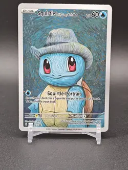 Squirtle with Grey Felt Hat: Van Gogh Pokemon Black Star Promo Fan Art Card - NM - Image 1