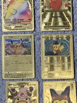 Set of 15 Pikachu & Complete 7 Card Cosplay Set Gold Foil Fan Art Cards - Image 5