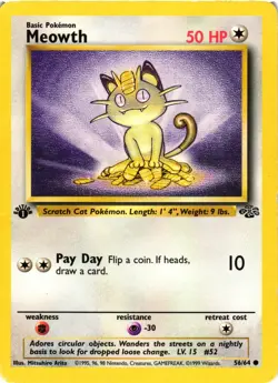Pokemon TCG Meowth 1st Edition Jungle Set 56/64 DMG - Image 1