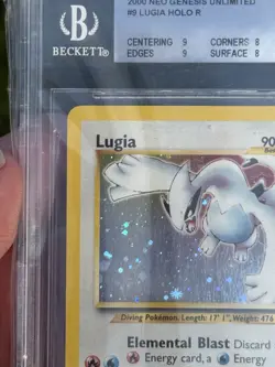 Pokemon Neo Genesis Lugia Holo Rare 9/111 Beckett 8 Unlimited English 2000 - Image 2