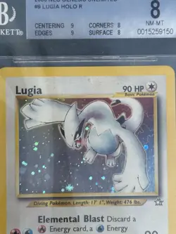 Pokemon Neo Genesis Lugia Holo Rare 9/111 Beckett 8 Unlimited English 2000 - Image 3