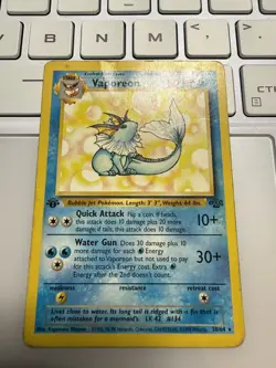 Pokemon TCG Vaporeon Jungle 1st Edition 12/64 80 HP Rare Regular English Card - Image 1