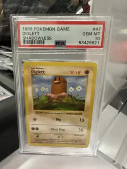 1999 Pokemon Base Set Shadowless Diglett 47/102 PSA 10 GEM MINT - Image 1