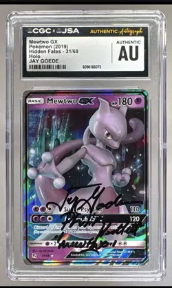 Mewtwo GX 2019 Pokemon SM Hidden Fates #31/68 CGC AU Jay Goede Auto - Image 1