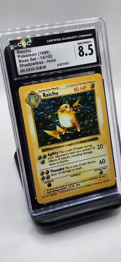 Raichu - Pokemon Base Set Shadowless Holo 14/102, NM/Mint+ (CGC 8.5) - Image 1