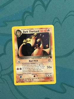Pokemon TCG Dark Charizard 4/82 Team Rocket Holo WOTC VTG NM Swirl - Image 1