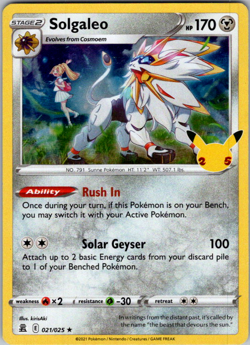 Pokemon TCG - Solgaleo 021/025 Holo Rare - Celebrations - NM - Image 1