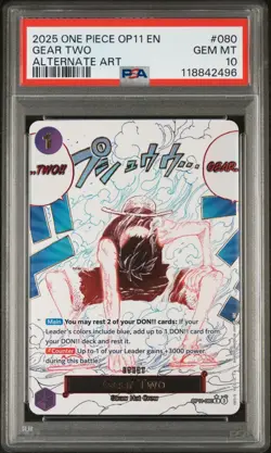 2025 One Piece OP11 EN Gear Two Alternate Art 🔥First Graded PSA 10 Lowest Cert# - Image 3