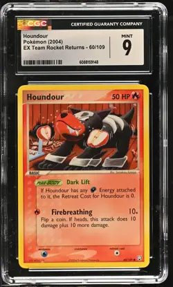 CGC 9 MINT Houndour 2004 EX Team Rocket Returns 60/109 Pokemon Card - Image 1