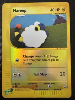 Pokemon Mareep Aquapolis 093/147 Common Basic 40 HP Reverse Holo Card 2002 - Image 1