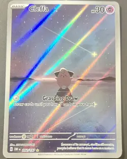 Pokemon TCG Cleffa Holo Card 202/197 Obsidian Flames Full Art Illustration 2023 - Image 1