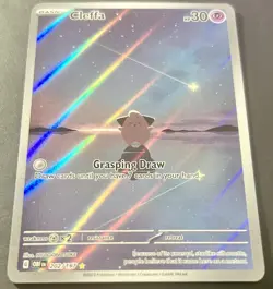 Pokemon TCG Cleffa Holo Card 202/197 Obsidian Flames Full Art Illustration 2023 - Image 2