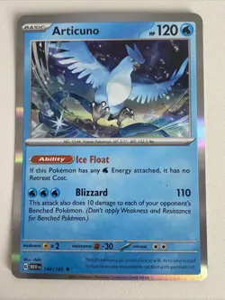 Pokemon - Articuno 144/165 - Scarlet Violet 151 - Holofoil NM - Free Holo Card - Image 1