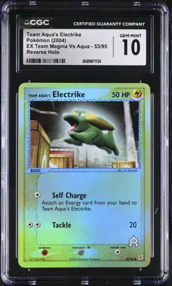 CGC 10 Team Aqua's Electrike Team Magma Vs Aqua 53/95 Reverse Holo Pokemon Card - Image 1