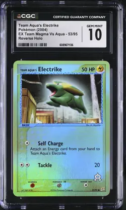 CGC 10 Team Aqua's Electrike Team Magma Vs Aqua 53/95 Reverse Holo Pokemon Card - Image 1