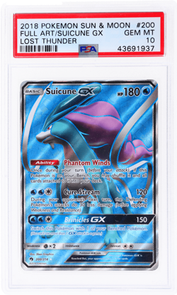 2018 Pokemon Sun and Moon Lost Thunder Suicune Gx #200 PSA 10 - Image 1