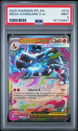 2025 POKEMON PFL EN-PHANTASMAL FLAMES #013 MEGA CHARIZARD X EX PSA 9 - Image 1