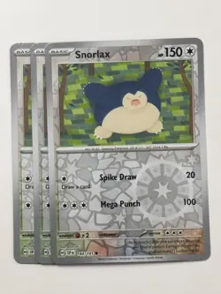 pokemon TCG - x3 Snorlax Common Reverse Holo SV08: Surging Sparks 144/191 NM - Image 1
