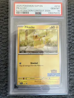2025 POKEMON SVP EN-SV BLACK STAR PROMO ILLUSTRATION CONTEST 2024 PIKACHU PSA 10 - Image 1