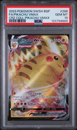 2023 POKEMON SWSH BLACK STAR PROMO #286 FULL ART/PIKACHU VMAX PSA 10 - Image 1