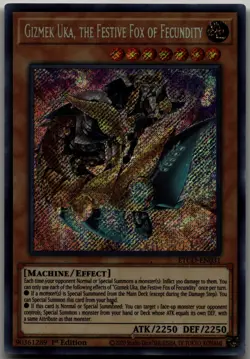 Gizmek Uka, the Festive Fox of Fecundity Secret Rare Eternity Code ETCO-EN031 LP - Image 1