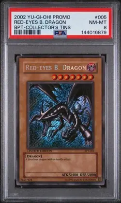 PSA 8 Red-Eyes B. Dragon BPT-005 Secret Rare 2002 Collector's Tin Promo Yu-Gi-Oh - Image 1