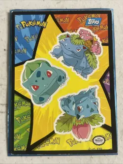 Topps 1999 Pokemon The Movie Sticker Puzzle Card Bulbasaur Evolutions Blue Logo - Image 1