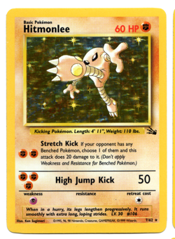 Hitmonlee 07/62 Fossil Holo (Lightly Played) LP Pokemon Card - Image 1