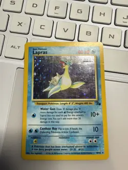 Pokemon Lapras Fossil Holo Rare 10/62 1999 Basic 80 HP Water Type Card - Image 1