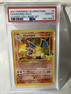 2021 Pokemon Celebrations Charizard PSA 10 Classic Collection 4/102 Holo Bleed - Image 1
