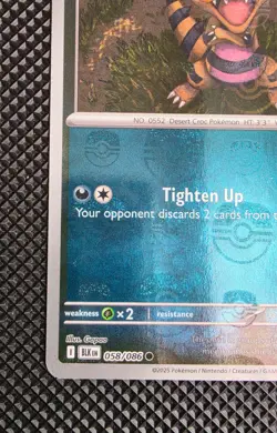 Pokemon TCG Black Bolt Krokorok 058/086 Master Ball Reverse Holo - NM - Image 5