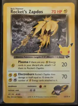 Pokemon TCG Rocket's Zapdos 15/132 Celebrations: Classic Collection NM - Image 1