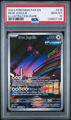 2023 Pokemon Iron Jugulis 216/182 #216 Paradox Rift Illustration Rare PSA 10 Gem - Image 1