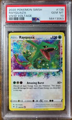 2020 Pokemon SWSH Vivid Voltage #138 Rayquaza Amazing Rare PSA 10 Gem Mint - Image 1