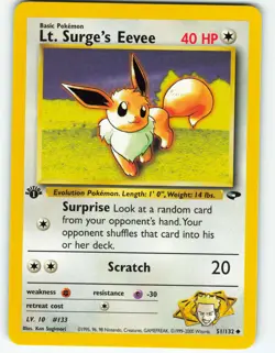 Lt. Surge's Eevee - 1st Edition - 51/132 Gym Challenge - Pokemon TCG - 2000 - Image 1