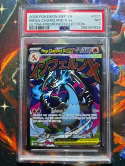 2025 POKEMON MEP EN-ME BLACK STAR PROMO #023 MEGA CHARIZARD X ex PSA 7 - Image 1