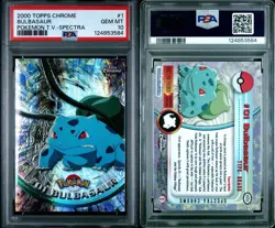 BULBASAUR 2000 TOPPS CHROME POKEMON T.V. SPECTRA #1 PSA 10 - Image 3