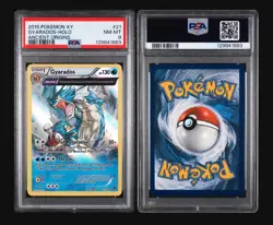 2015 POKEMON XY ANCIENT ORIGINS #21 GYARADOS-REVERSE FOIL PSA 8 - Image 1