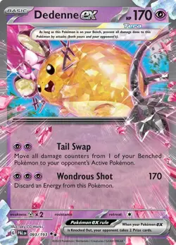 NM Pokemon Paldea Evolved Dedenne EX Double Rare 093 #093/193 - Image 1