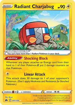 Holo Radiant Charjabug 051/159 Radiant Rare Crown Zenith Pokemon TCG - Image 1