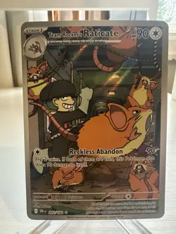 Pokemon TCG Team Rocket's Raticate Illustration Rare Sv10 202/182 HP 90 Holo - Image 1