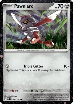 Pawniard Cosmos Holo Foil #148/197 2024 Pokemon Obsidian Flames OBF Promo NM - Image 1