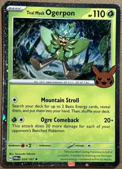 Pokemon TCG Halloween Trick Or Trade 2024 Teal Mask Ogerpon #24/167 Cosmos Rare - Image 1
