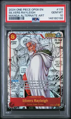 2024 ONE PIECE OP08-TWO LEGENDS MANGA ALTERNATE ART #118 SILVERS RAYLEIGH PSA 10 - Image 1