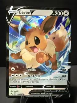 Eevee V Ultra Rare 108/159 Crown Zenith Holo Basic Pokemon Card 2023 - Image 2
