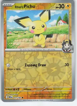 Ethan's Pichu 071/182 Common Reverse Holo SV10: Destined Rivals NM Pokemon - Image 1