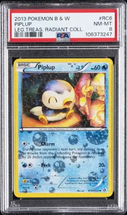 2013 POKEMON B&W LEGEND TREASURES RADIANT COLL #RC6 PIPLUP PSA 8 - Image 1