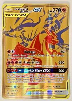 Reshiram & Charizard GX Tag Team SM247 Jumbo Full Art Promo Pokemon - Image 1